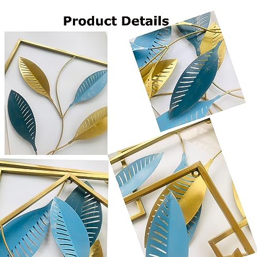 Set of 3 Metal Wall Art Decor (blue+gold) W5813
