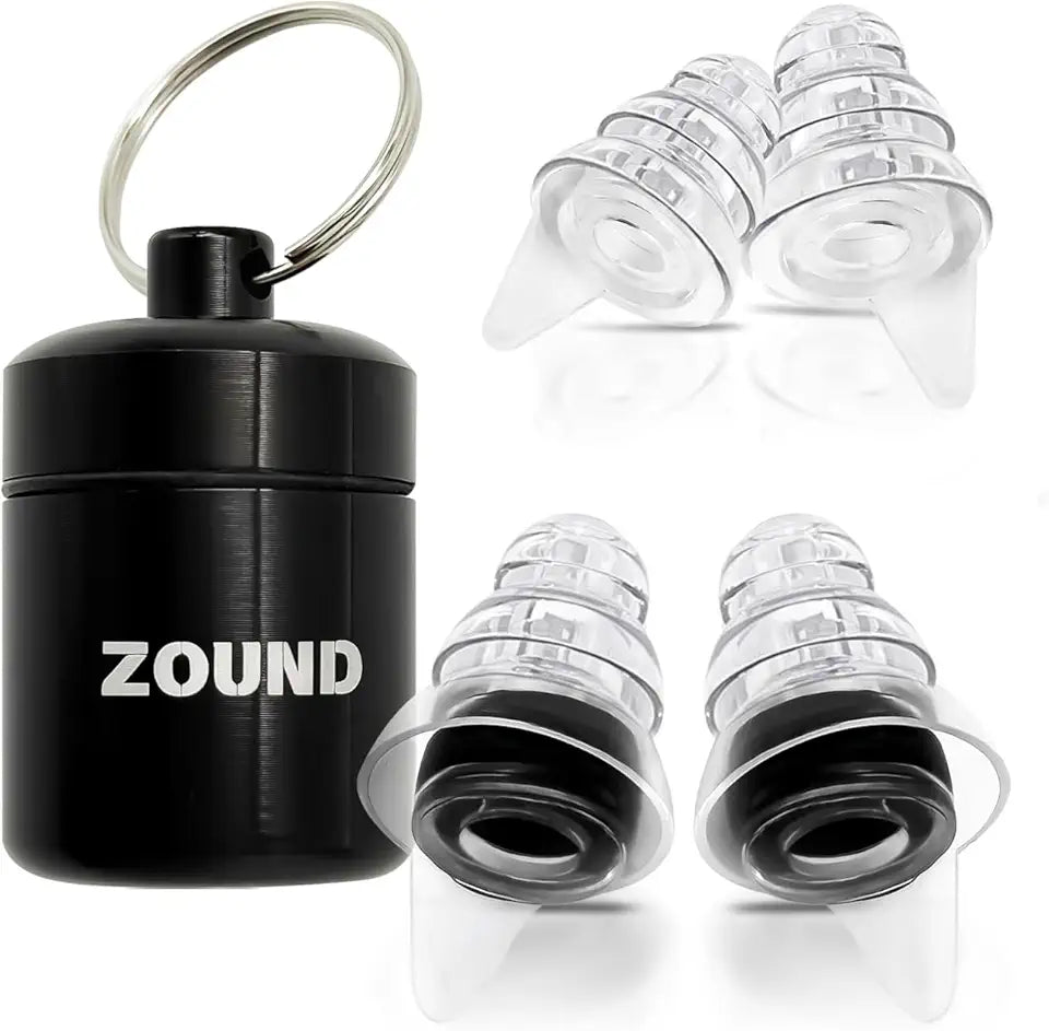 Black Reusable Noise Reduction Earplugs with Carrying Case C403