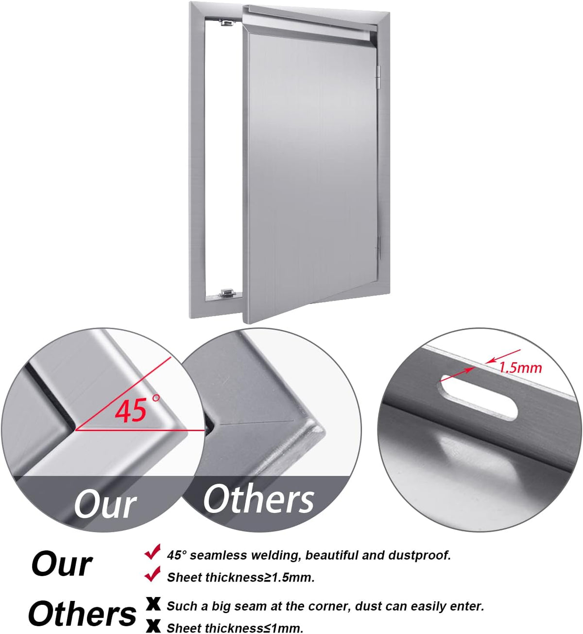 17 W x 24 H 304 Stainless Steel BBQ Access Door T2418