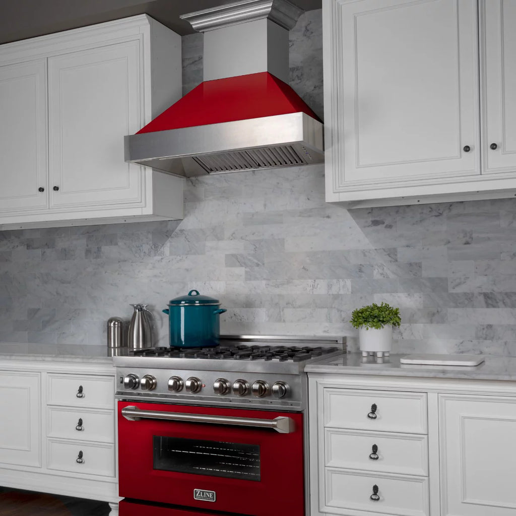 36 in. Dual Fuel Range with Red Gloss Door J3828