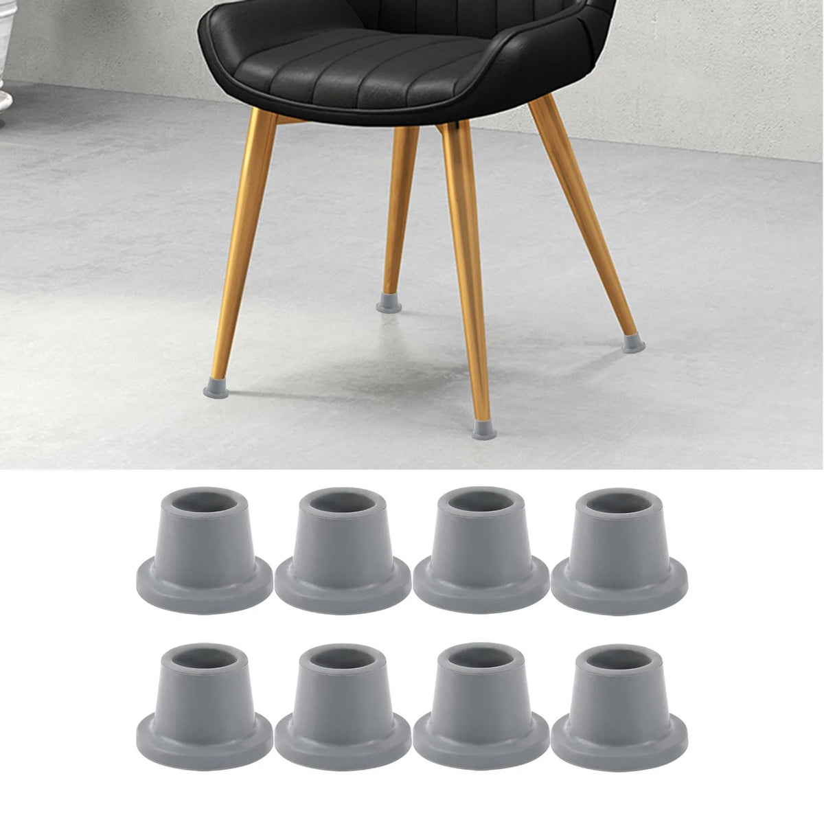 8x Shower Chair Feet Gray Rubber H773