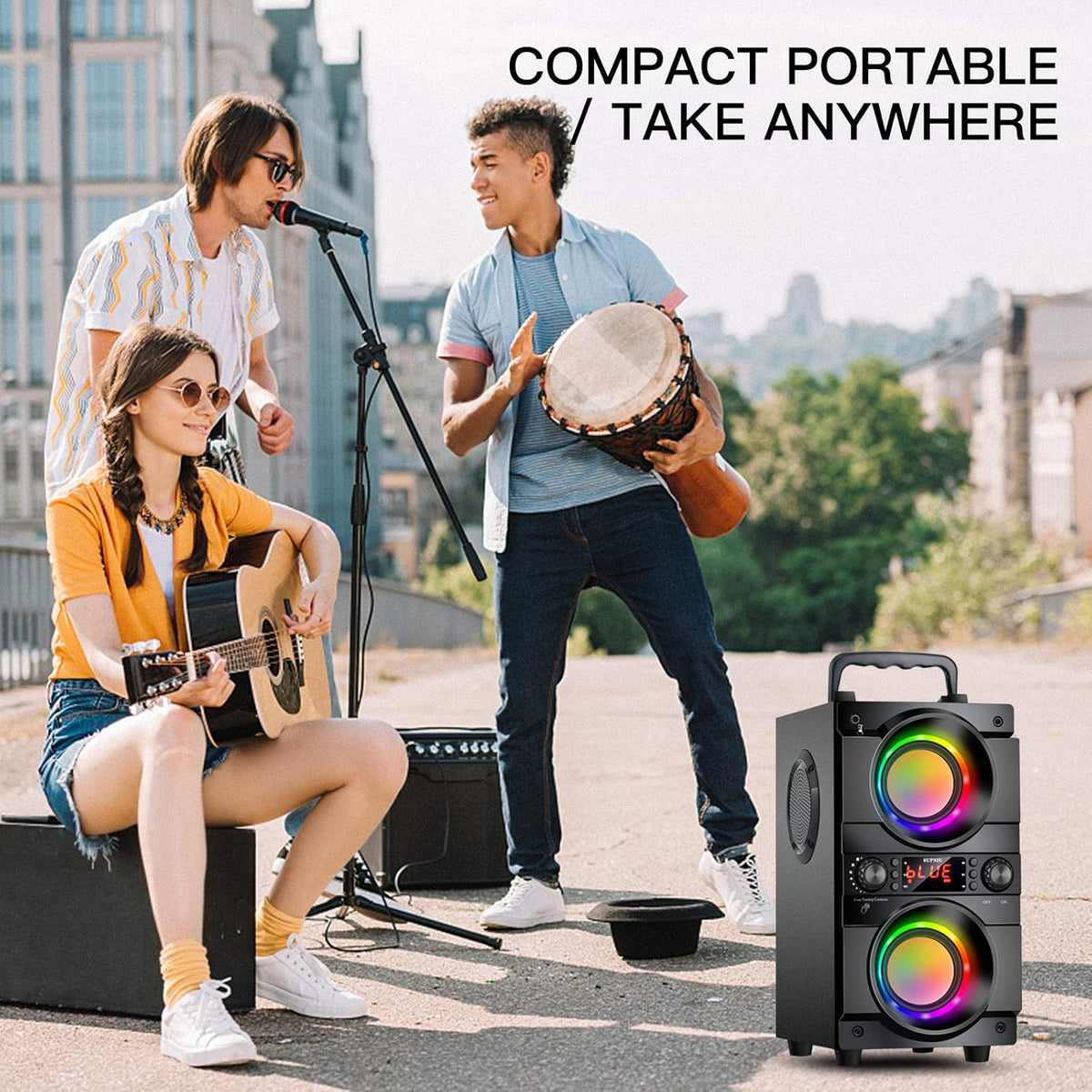Bluetooth Speaker with LED Colorful Lights, Double Subwoofer S4851