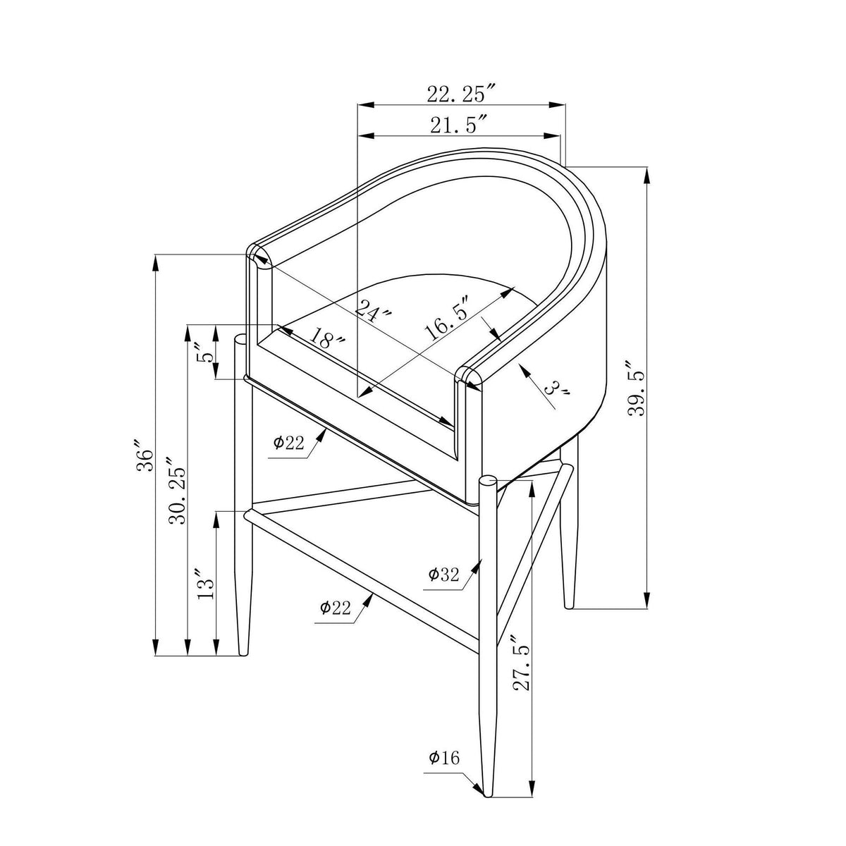 Silver Bar Stool W132307