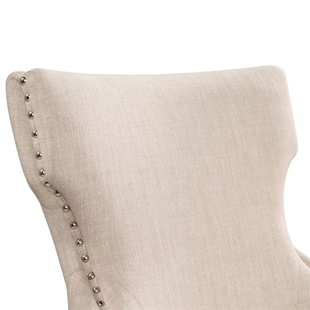 Ivory Fabric Wing-Back Side Chair Set of 2 G301253