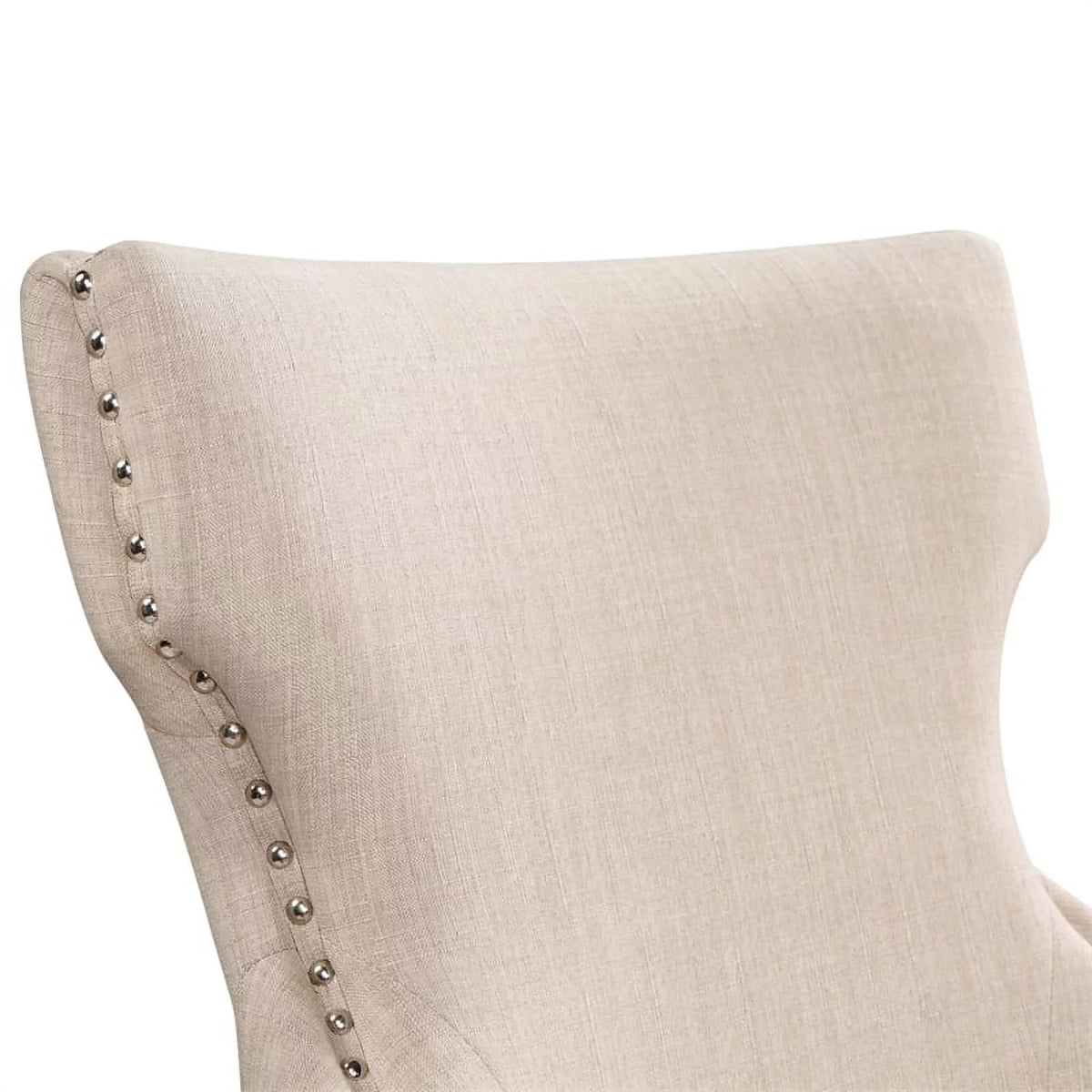 Ivory Fabric Wing-Back Side Chair Set of 2 G301253