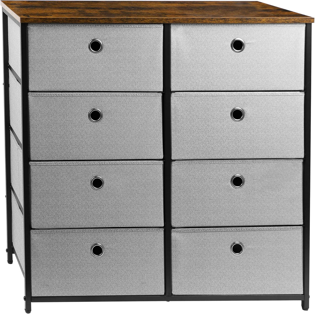 White 8 Drawer Fabric Dresser O6273