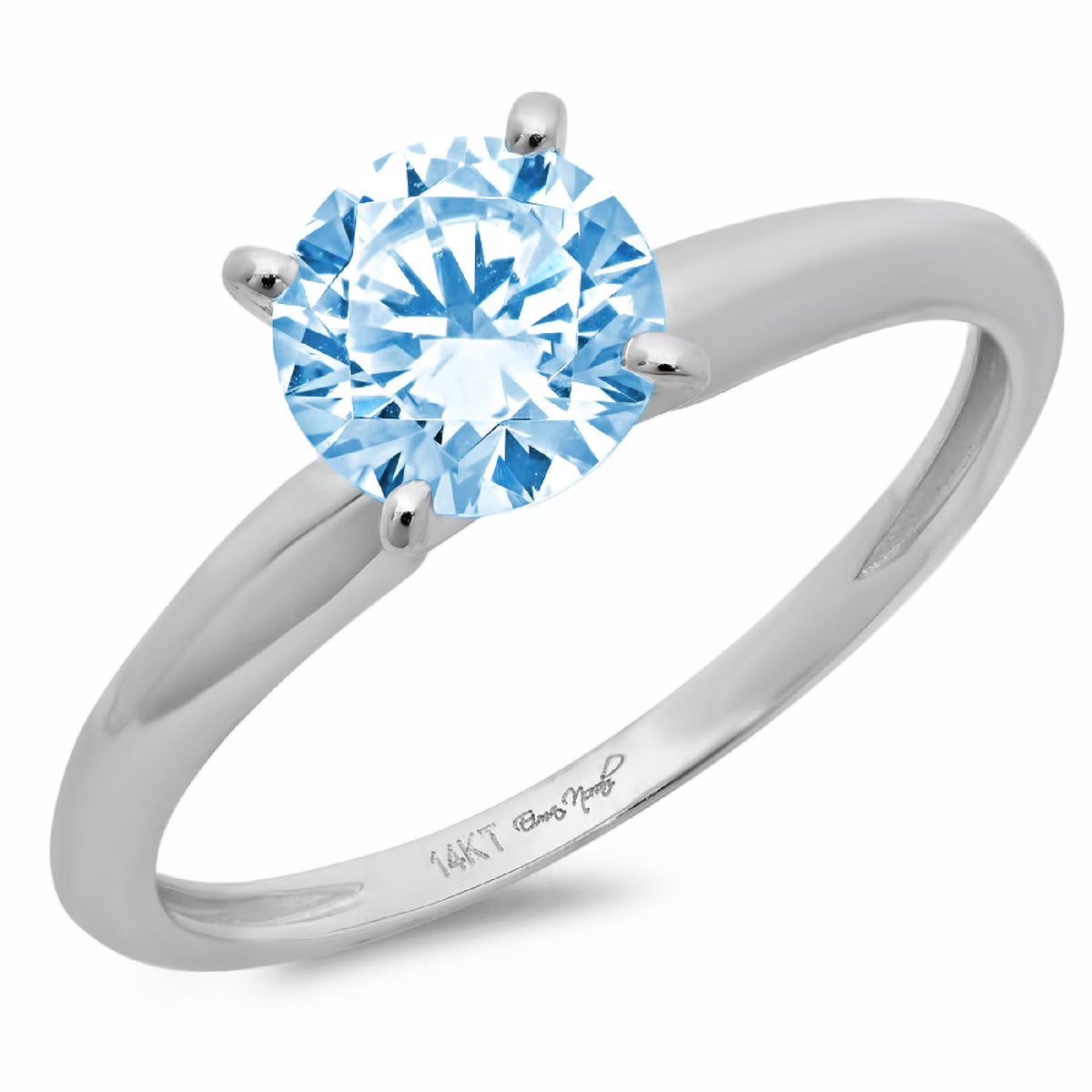 2.5ct Round Cut Blue Simulated Diamond 18k White Gold Ring Size 10 W4640