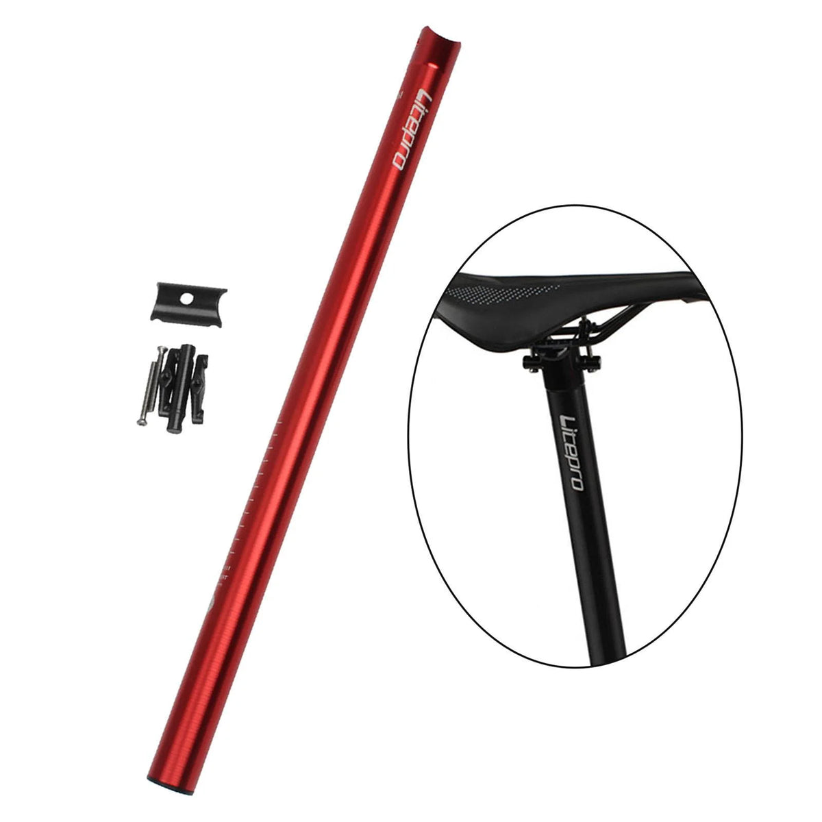 Red Cycling Folding Bike Seatpost 31.8x600mm G476