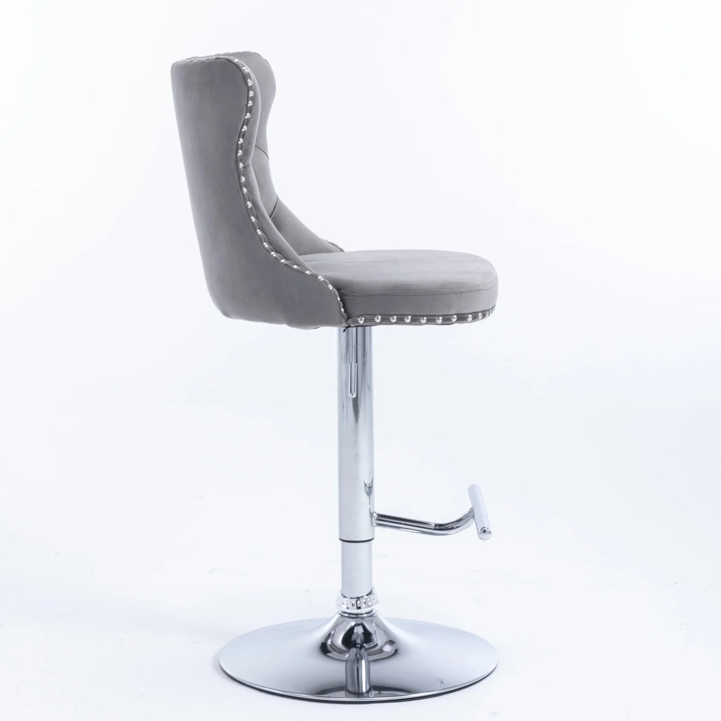 Gray Velvet Swivel Bar Stools Set of 2 with Backs G24514