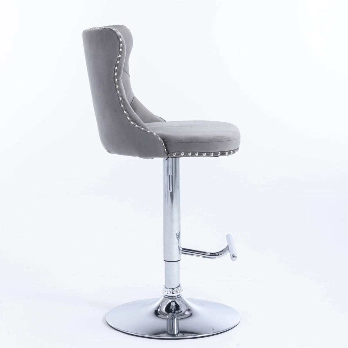 Gray Velvet Swivel Bar Stools Set of 2 with Backs G24514