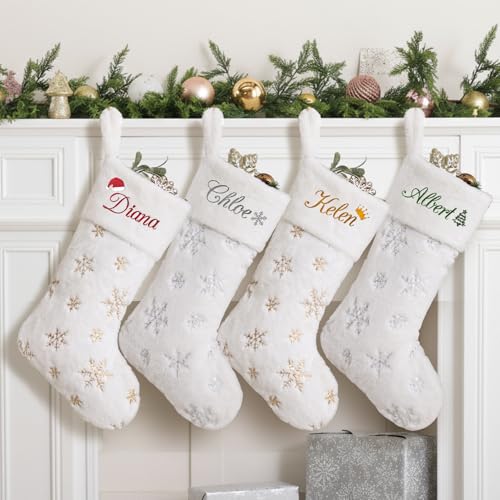 White 1 Pack Large Faux Fur Christmas Stockings U366