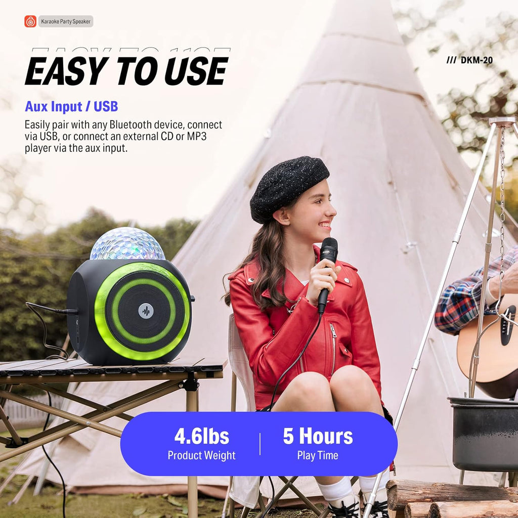 Portable Karaoke Machine Bluetooth PA Speaker System with Lights P22550