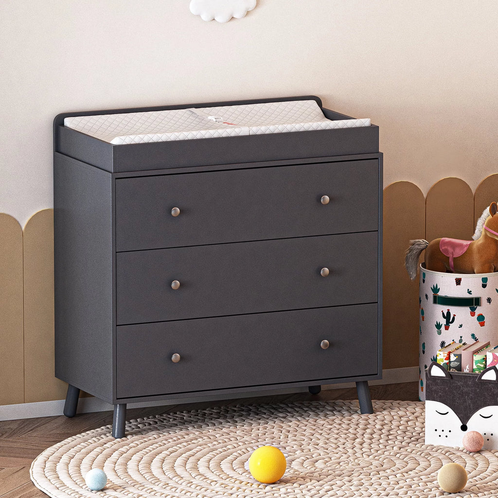 White 3 Drawer Baby Changing Table with Pad U39440