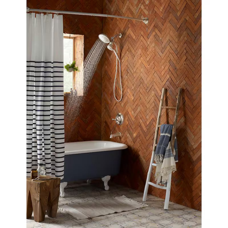 Single Handle 6-Spray Tub Shower Faucet with Rainshower Brushed Nickel B314760