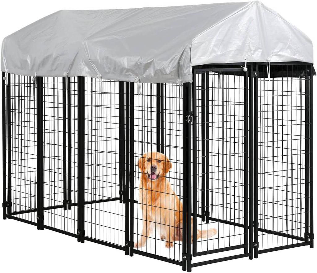 8 X 4 X 6ft Metal Welded Wire Dog Kennel with Roof H398