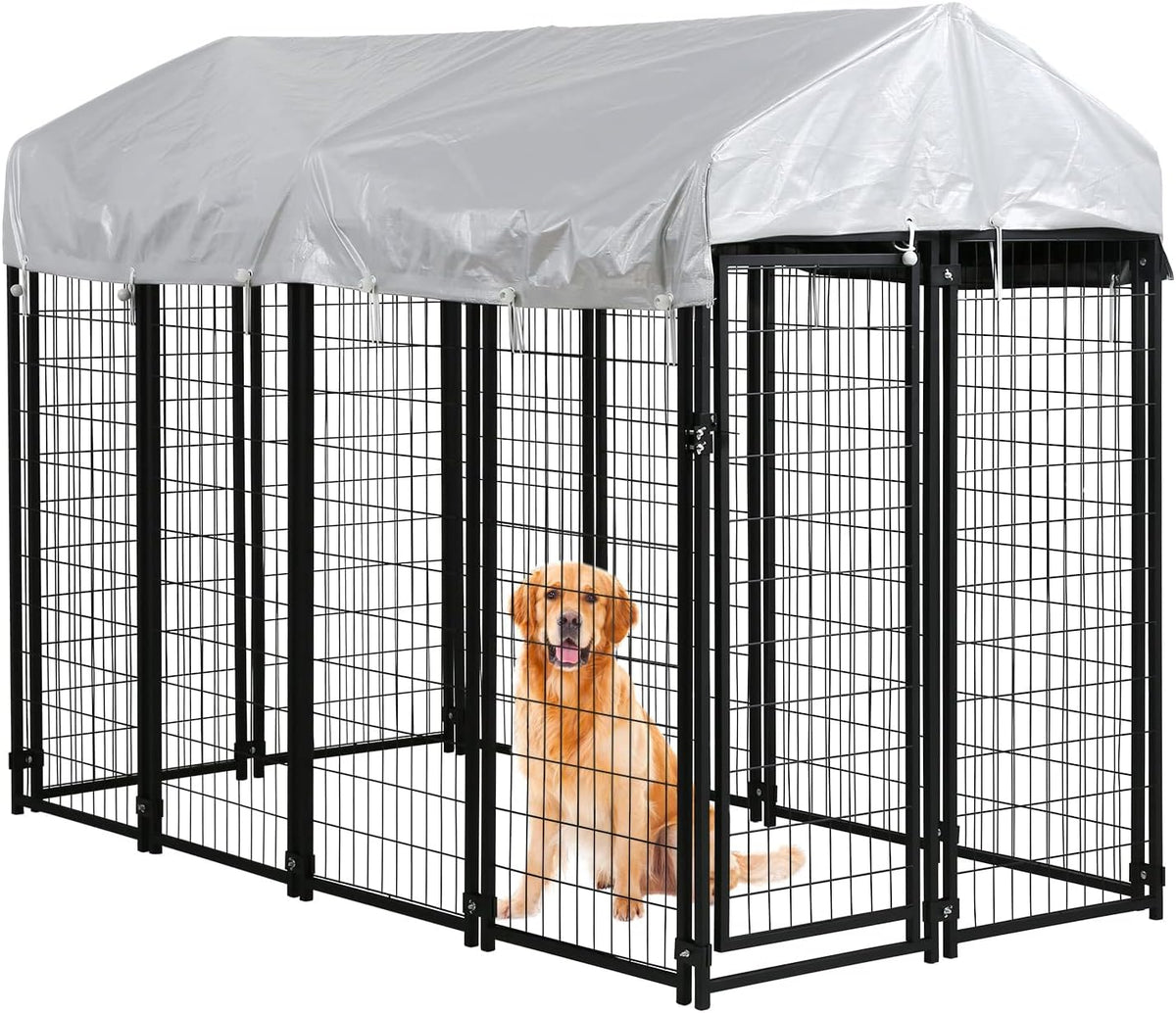 8 X 4 X 6ft Metal Welded Wire Dog Kennel with Roof H398