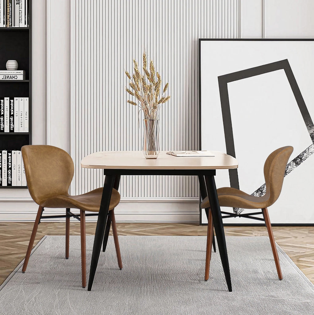 Brown Leather Dining Chairs Set of 2 S130