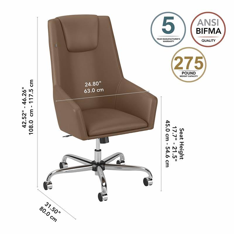 Saddle Tan Leather High Back Box Chair Q670190