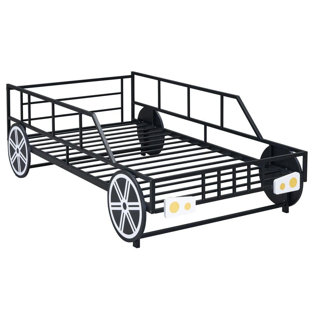 Twin Size Metal Bed Frame with Headboard and Guardrail F6057