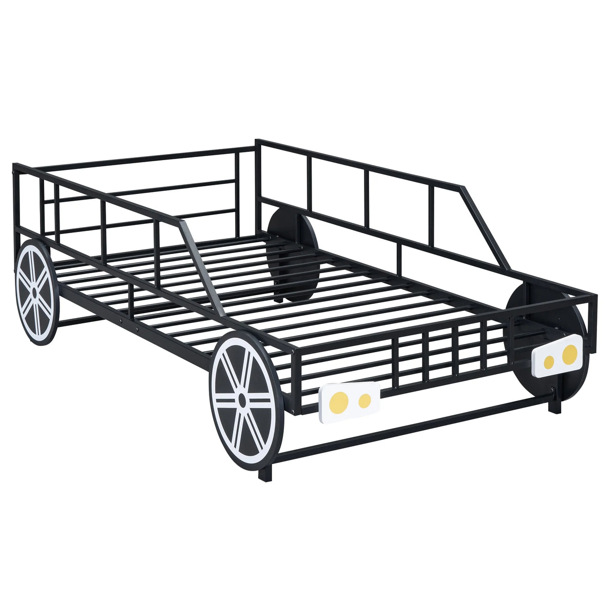 Twin Size Metal Bed Frame with Headboard and Guardrail F6057