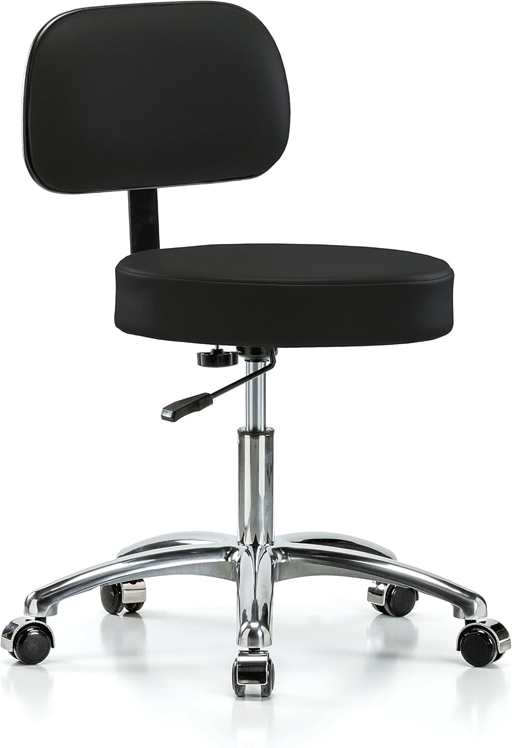 Chrome Rolling Exam Stool with Back, Adobe White Vinyl K688087