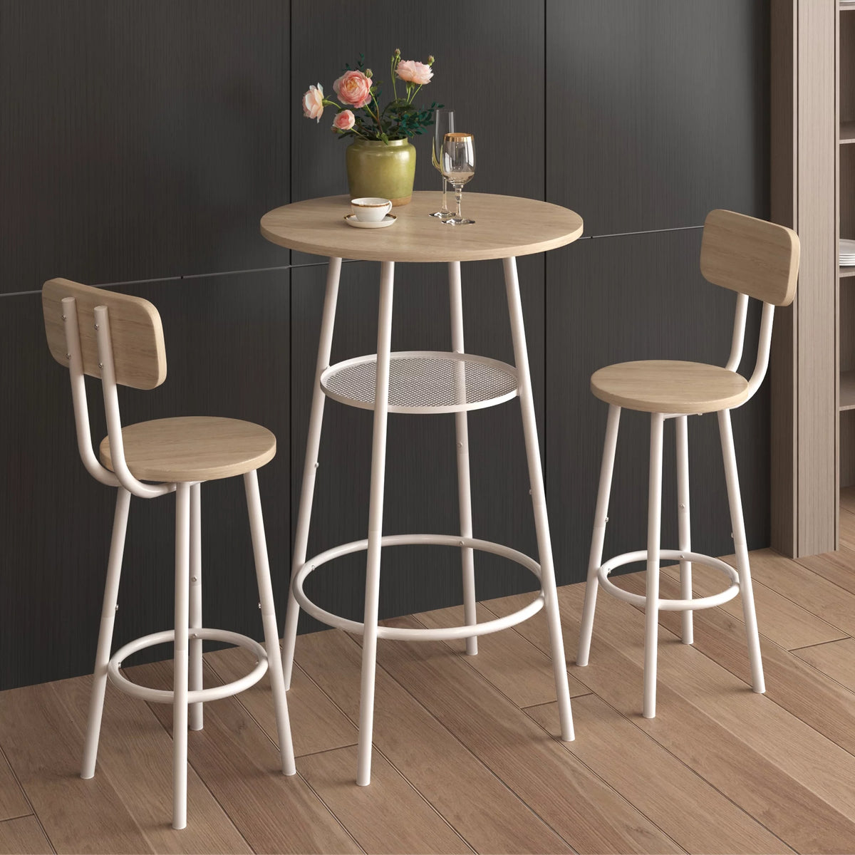 3-Piece Round Bar Table and Stools Set E243