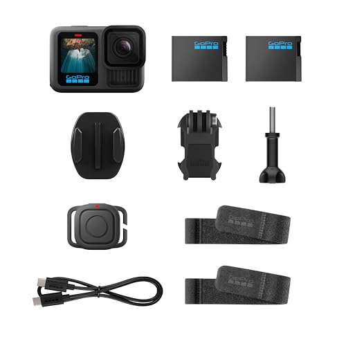 HERO13 Black Accessory Bundle with Handler, 2 Enduro Batteries, 2 Curved Adhesive Mounts, 64GB MicroSD Card, and Carrying Case Y2151