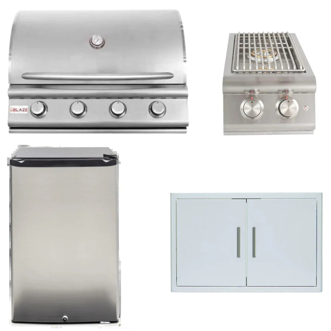 32 In. Natural Gas Grill, Side Burner, Refrigerator, Access Door X829