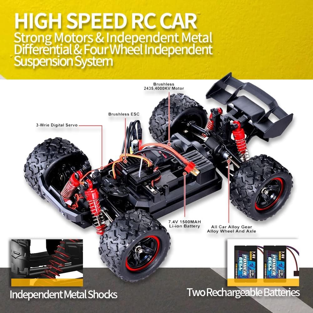 1/18 RC Car 4WD Brushless Offroad Truck with Two Rechargeable Batteries M739137