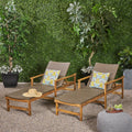 Rustic Acacia Wood Chaise Lounge with Wicker Seating Set of 2 Y8443