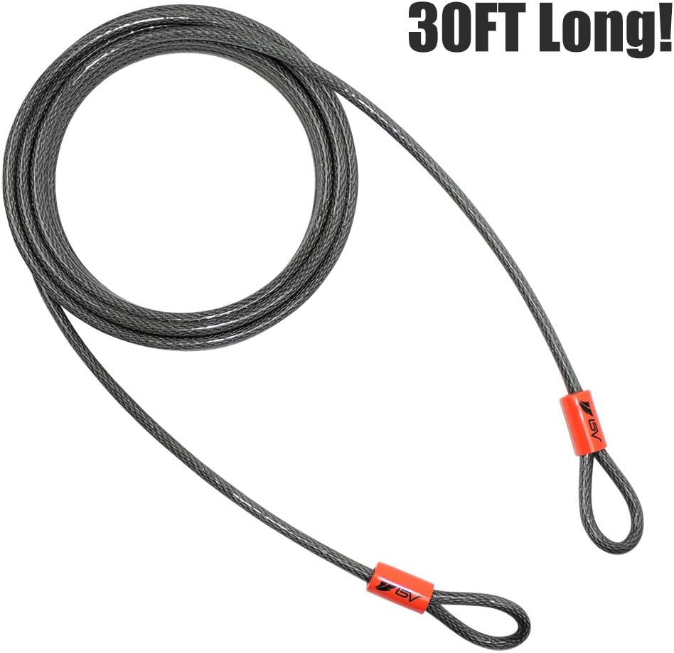 30FT Braided Steel Security Cable with Loops 3/8 Inch Set of 2 A288