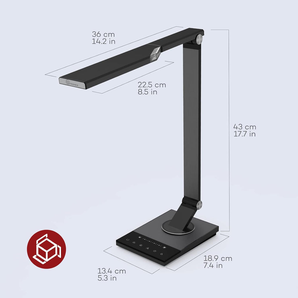 LED Desk Lamp with USB Port, Adjustable, Touch Control, Grey R2155
