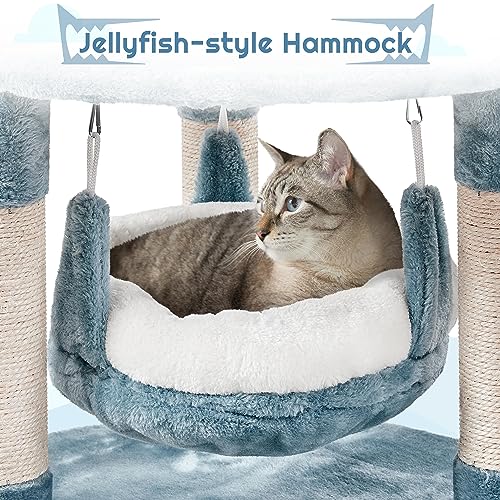 Ocean-Themed Cat Tree Multi-Level Cat Tower Plush Cat Furniture Q505570