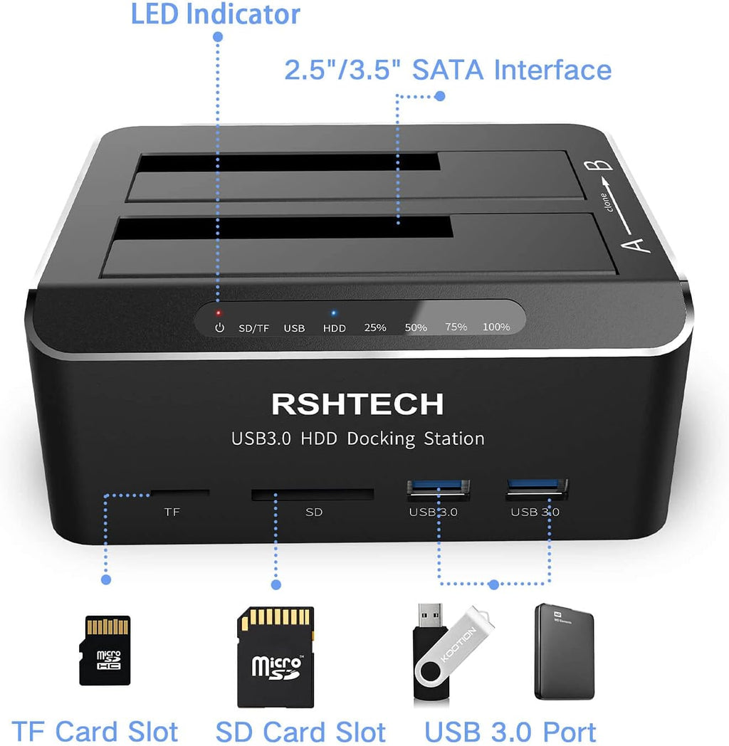 USB 3.0 Aluminum Dual Bay Hard Drive Docking Station B876