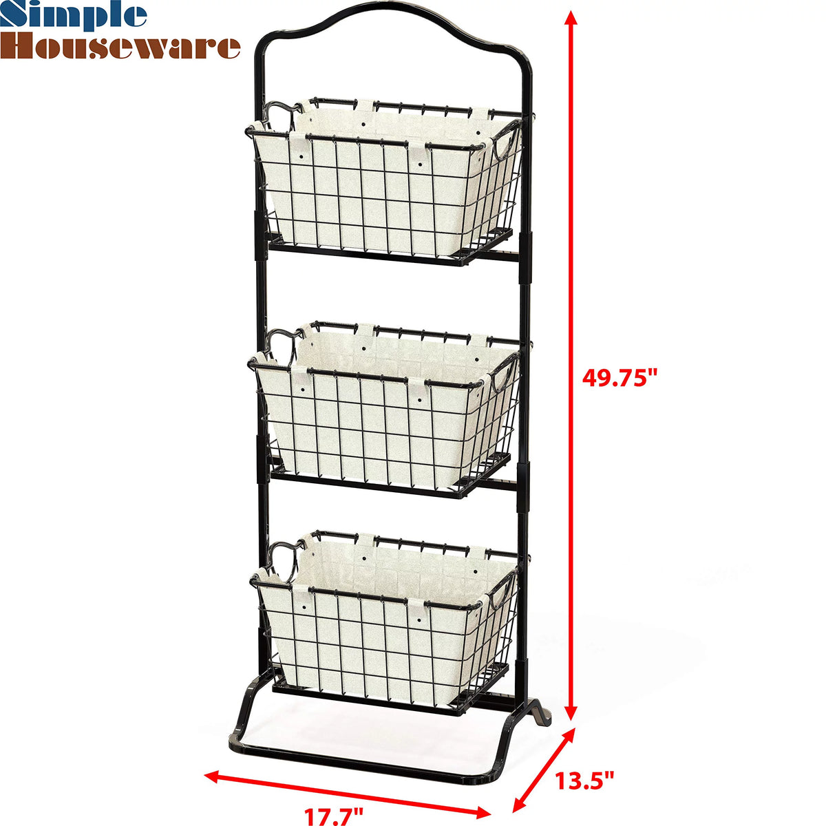 3-Tier Rigid Wire Market Fruit Basket Stand, Black P363316