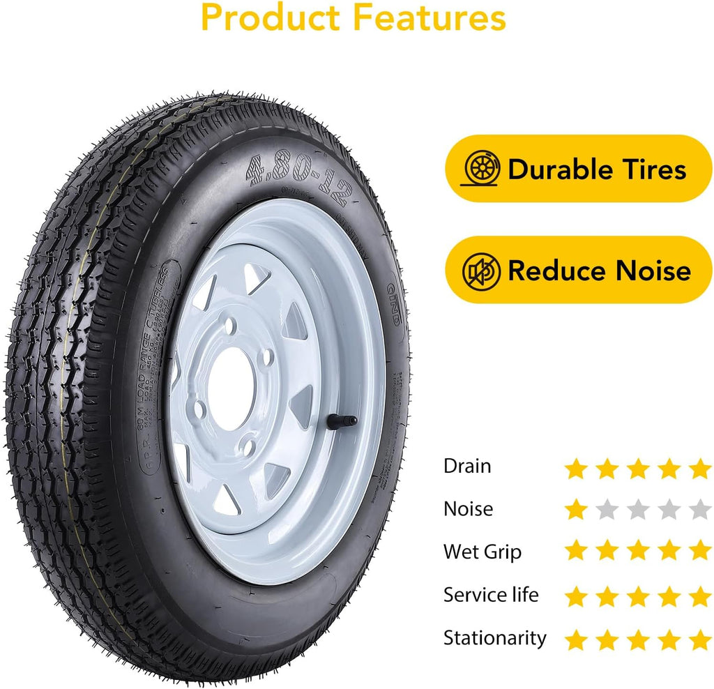 4.80x12 Trailer Tires and Wheels 2 Pcs L82322