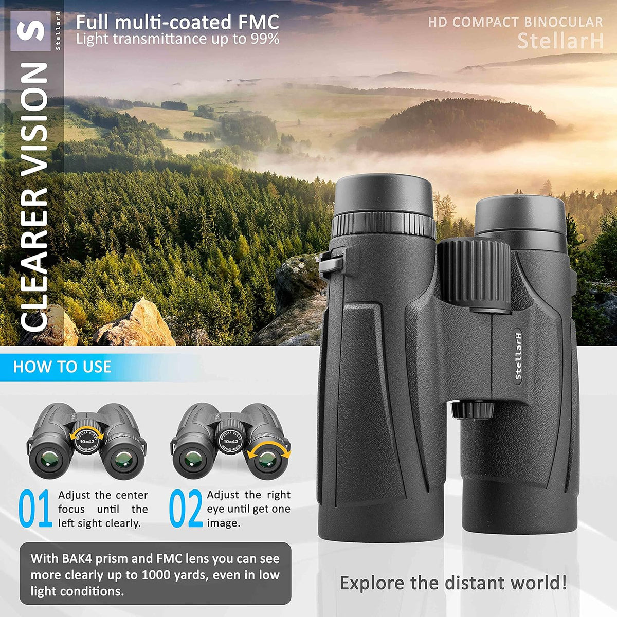 10x42 Waterproof Binoculars with Tripod and Smartphone Adapter L601265