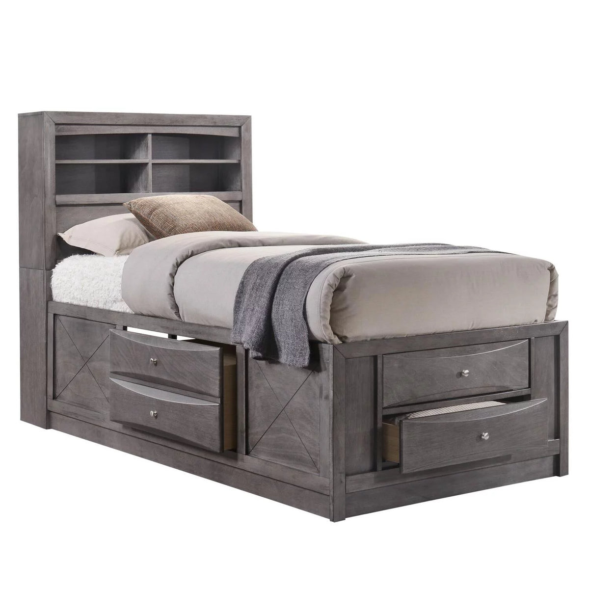 Gray Modern 5PC Twin Storage Bedroom Set B19244