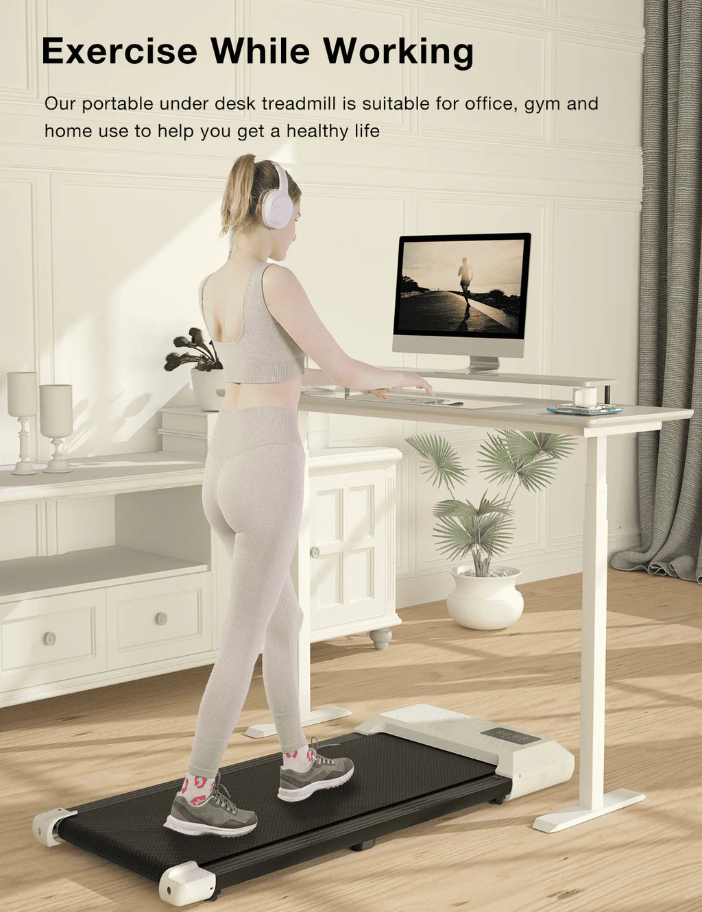 2 in 1 Under Desk Treadmill with Remote Control and LED Display R2297