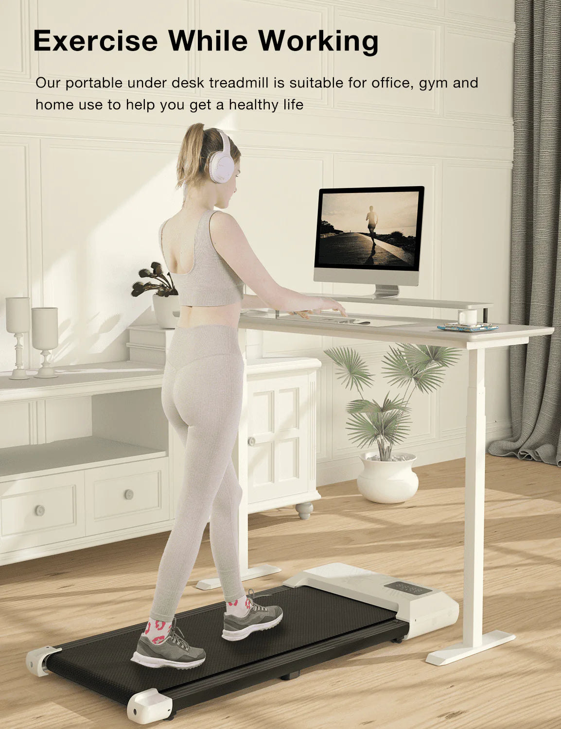 2 in 1 Under Desk Treadmill with Remote Control and LED Display R2297