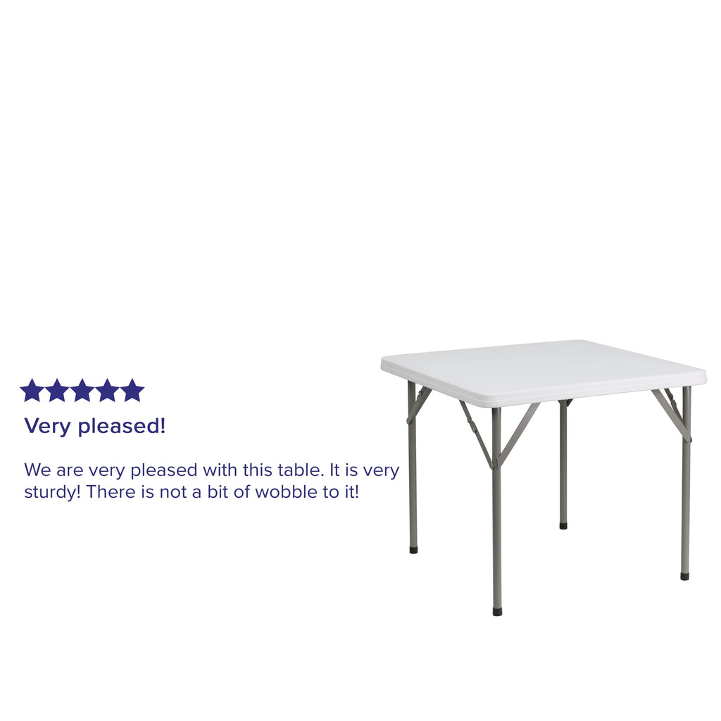 Square Granite White Plastic Folding Table Set of 5 H9234