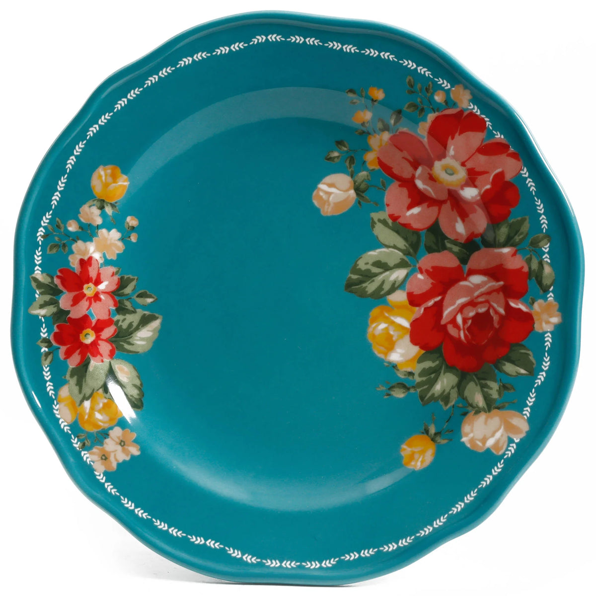 Vintage Floral 12-Piece Dinnerware Set, Teal U6990