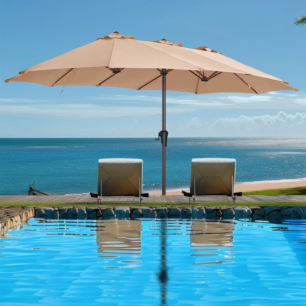 13ft Double Sided Patio Umbrella with Base S3486