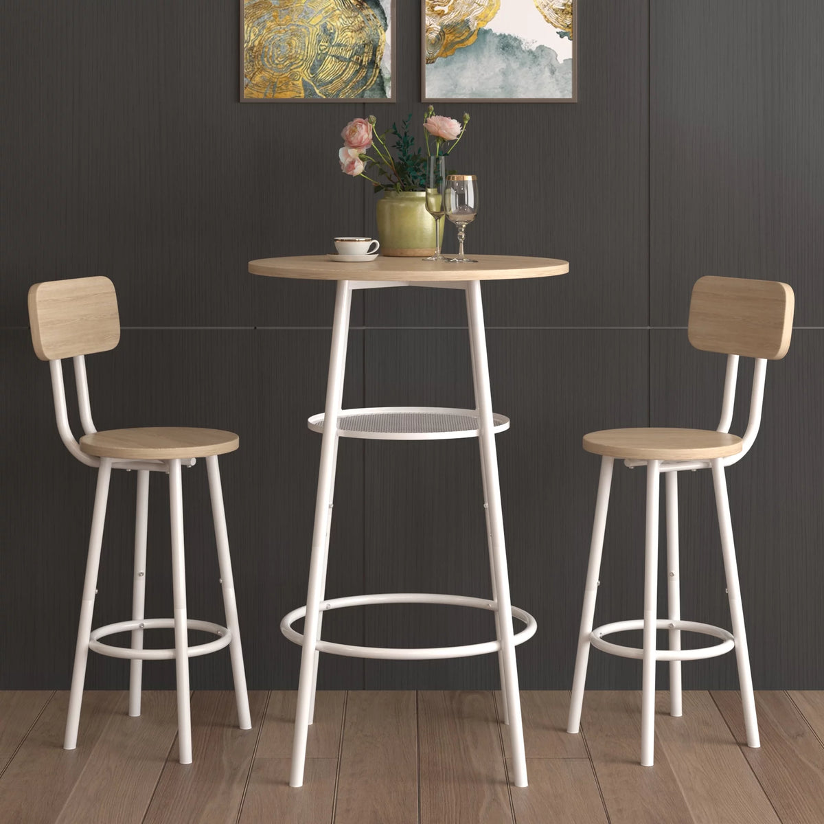 3-Piece Round Bar Table and Stools Set E243