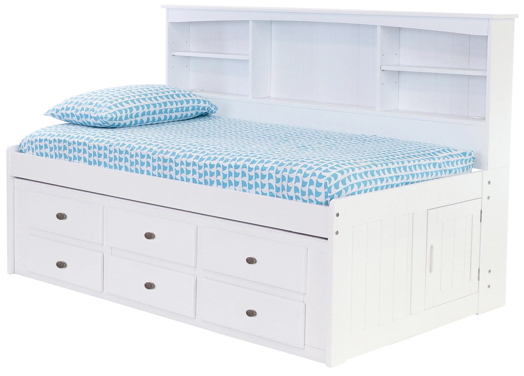 Twin Size White Bed Frame with 6 Drawers K8781