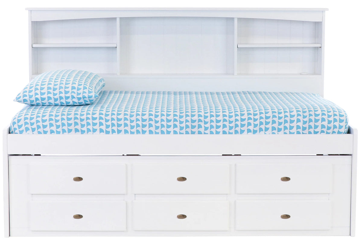 Twin Size White Bed Frame with 6 Drawers K8781