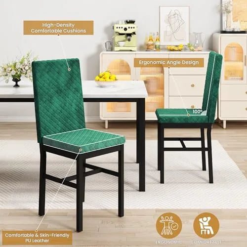 Dining Table and Chairs Set of 4 Faux Marble White C554780