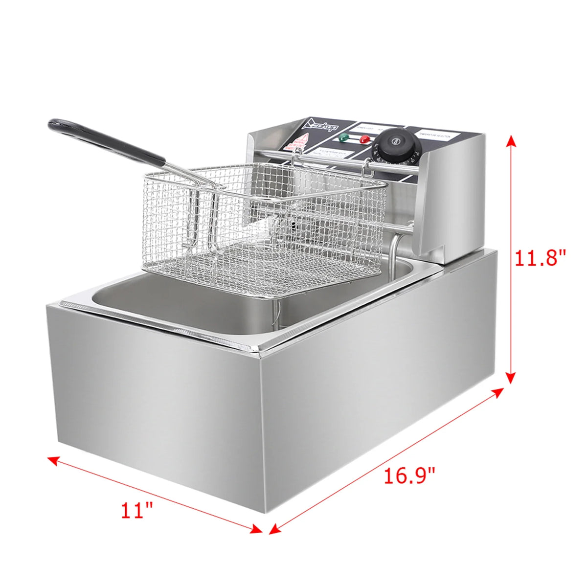 6.3QT 2500W Stainless Steel Electric Deep Fryer W540882