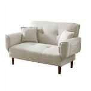 Beige Upholstered Sofa Bed with 2 Pillows P4413