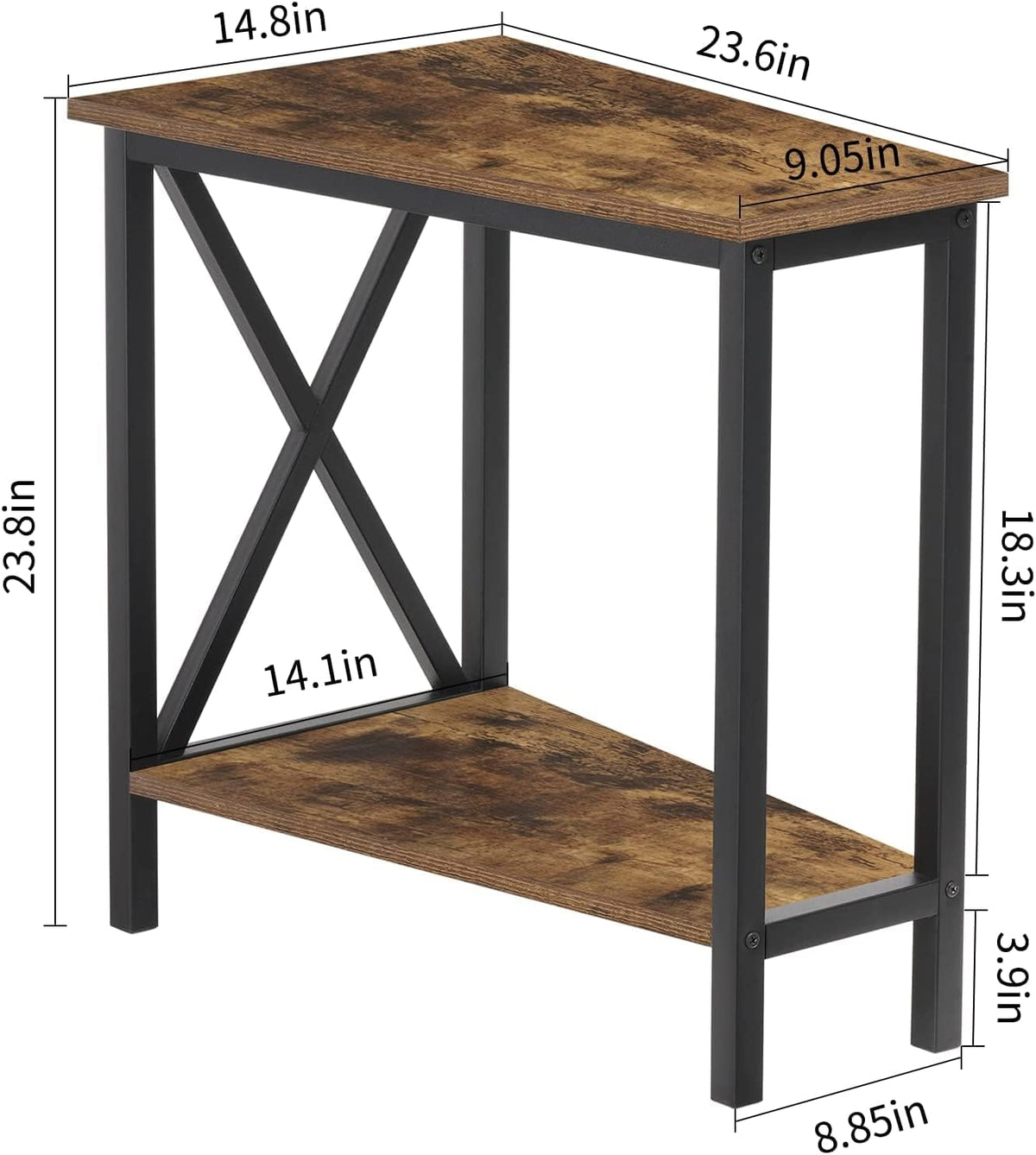 Wedge End Table with Storage Shelf T3044